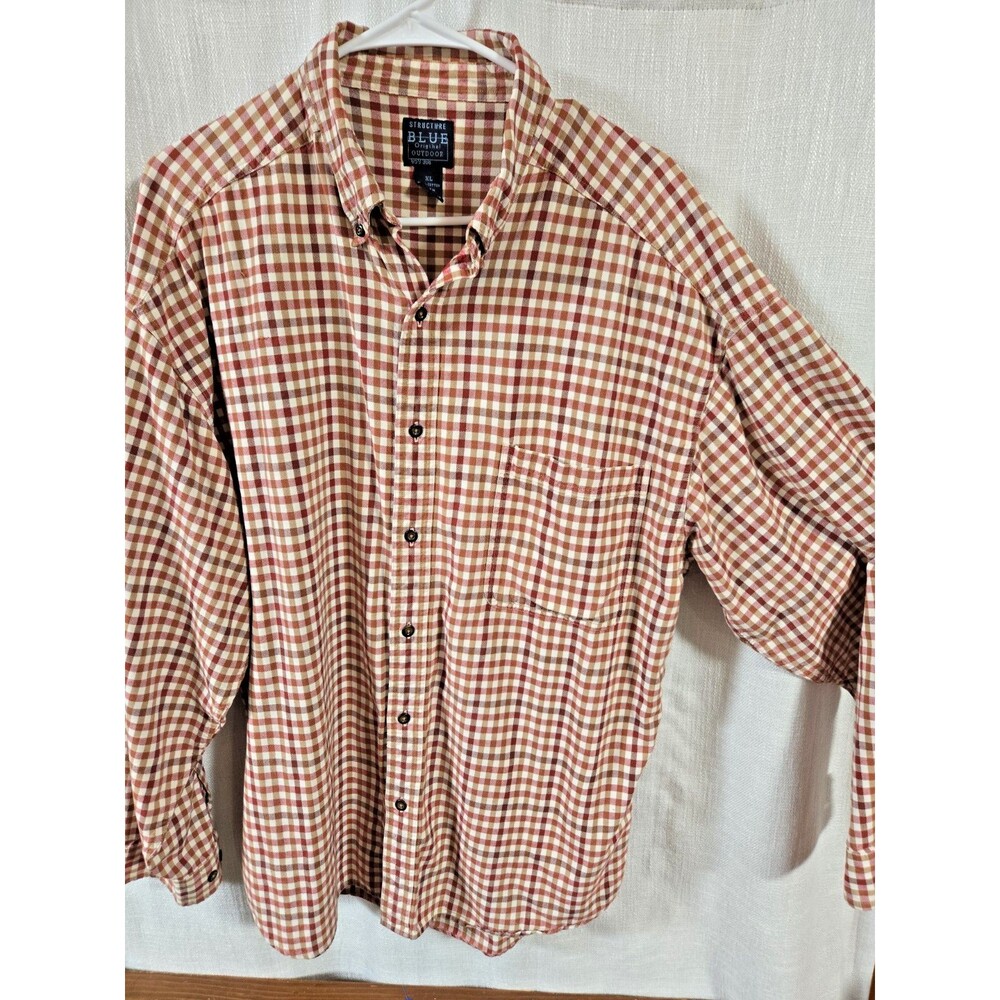 VTG Structure Blue Original Outdoor Flannel Shirt Mens XL Plaid Brown Red